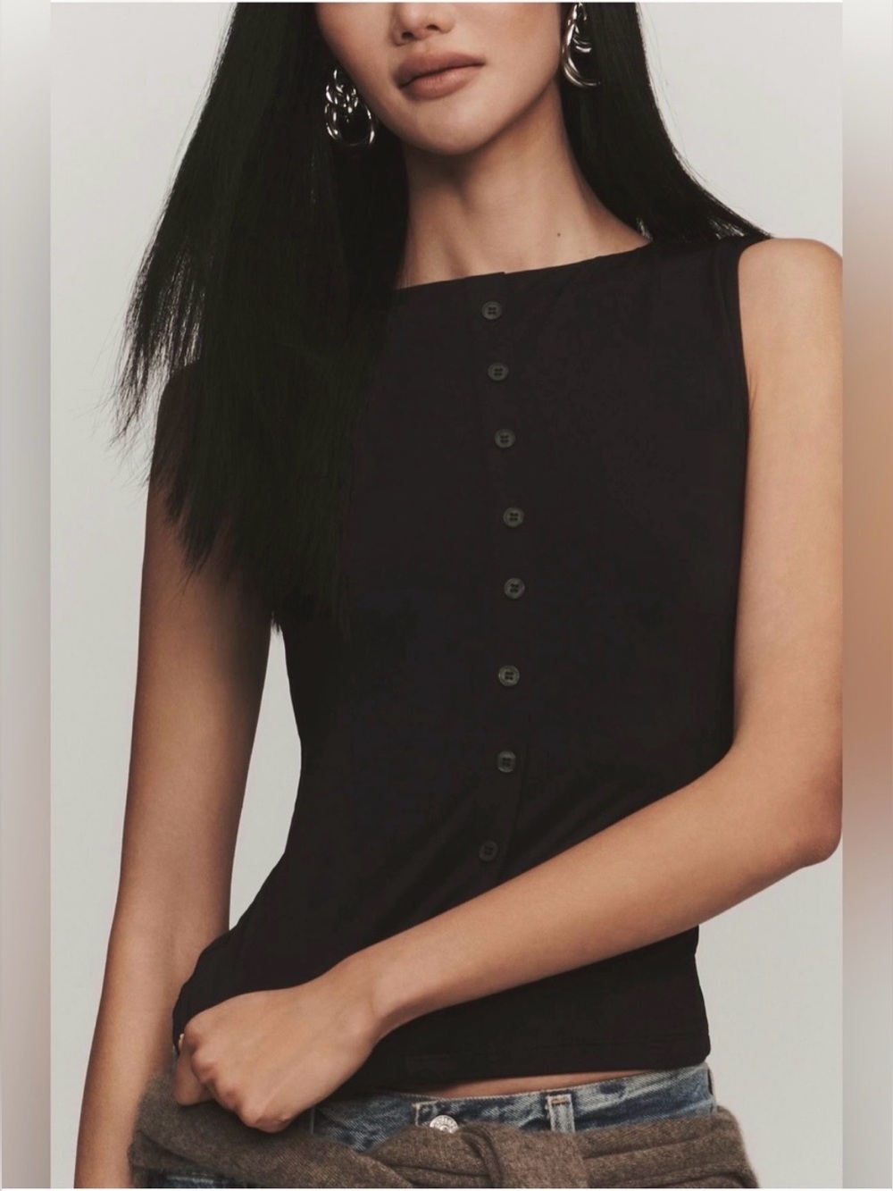 Maeve Button-Front Tank Top - Picture 2 of 11